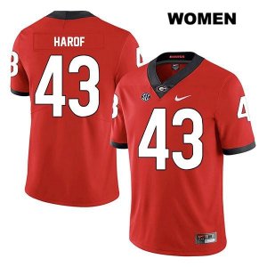 Women's Georgia Bulldogs NCAA #43 Chase Harof Nike Stitched Red Legend Authentic College Football Jersey UJL0454MR